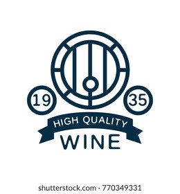 Blue wine label, high quality product vintage logo, design element for menu, winery logo package, winery branding and identity vector Illustration