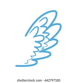 blue wing feather fly decoration symbol emblem