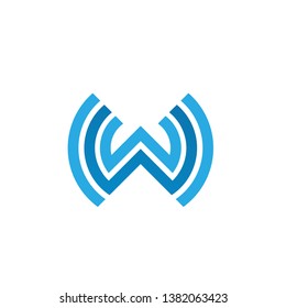 Blue Wing Letter W Logo Tech