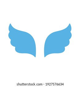 blue wing on white background flat icon for your design labels wing graphic and illustration vector.