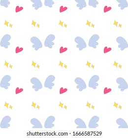 blue wing, pink heart on a white background vector