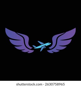 Blue Winged Airplane Travel Logo