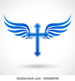 blue winged cross / light vector illustration