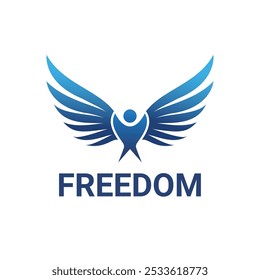 Blue Winged Freedom Logo Design Representing Liberty and Empowerment