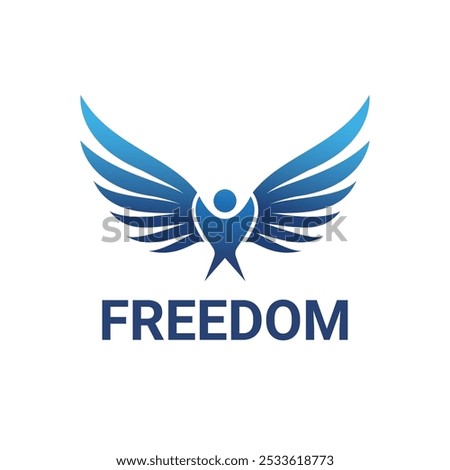 Blue Winged Freedom Logo Design Representing Liberty and Empowerment