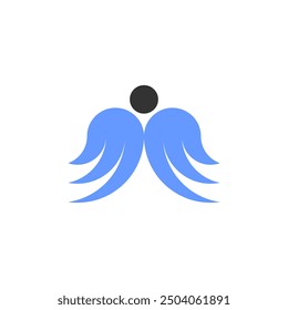 blue wings angel vector logo symbol design