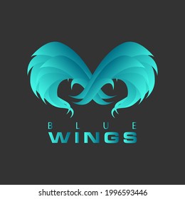 Blue Wings Design Vector Logo