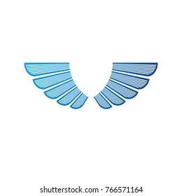 Blue wings heraldic symbol. Heraldic Coat of Arms decorative logo isolated vector illustration.