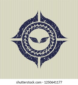 Blue wings icon inside distress grunge style stamp