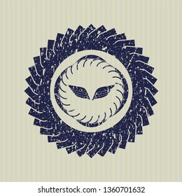 Blue wings icon inside distress grunge stamp