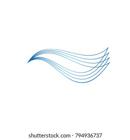 Blue wings line logo template