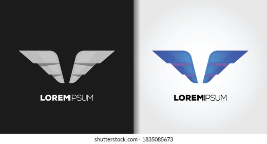 blue wings logo set idea template vector