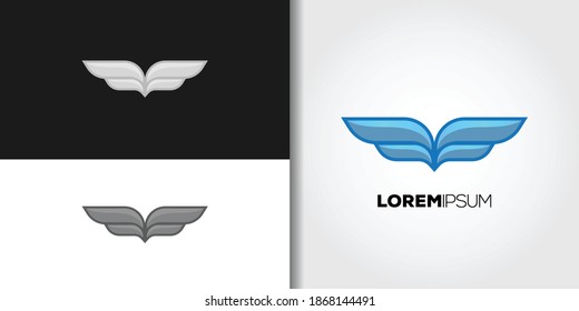 blue wings logo set idea template vector