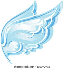 blue wings on a white background