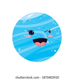 blue and wink kawaii planet of space futuristic and cosmos theme Vector illustration
