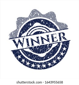 Blue Winner distress rubber stamp