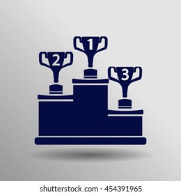 Blue Winner Icon on a gray background