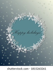 Fondo abstracto de invierno azul. Fondo de Navidad con copos de nieve. Vector. 