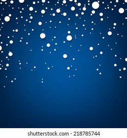 Blue winter abstract background. Christmas background with round snowflakes. Vector.