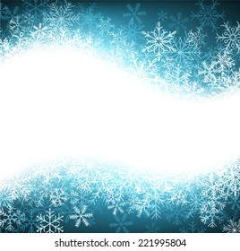 Blue winter abstract background. Christmas background with snowflakes. Vector. 