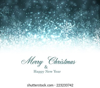 Blue winter abstract background. Christmas background with snowflakes. Vector. 
