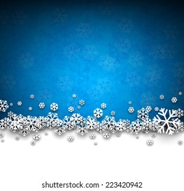 Blue winter abstract background. Christmas background with snowflakes. Vector. 