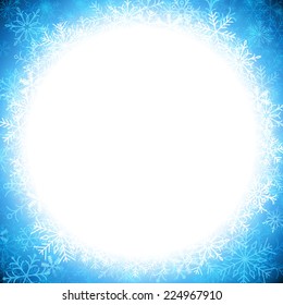 Blue winter abstract background. Christmas background with snowflakes. Vector. 