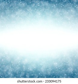 Blue winter abstract background. Christmas background with snowflakes. Vector. 