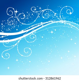 Blue winter abstract background. Christmas background with snowflakes. Vector.