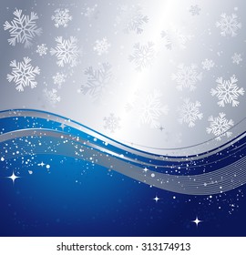 Blue winter abstract background. Christmas background with snowflakes. Vector.