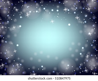 Blue winter abstract background. Christmas background with snowflakes and place for text. Vector.