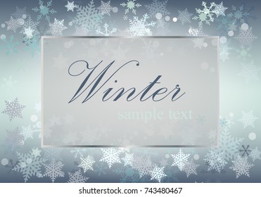 Blue winter abstract background. Christmas background with snowflakes. Vector. 
