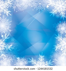 blue winter background with big beautiful snowflakes - vector