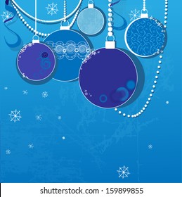 Blue winter background with Christmas balls