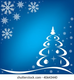 Blue Winter background.  Colorful vector Illustration.