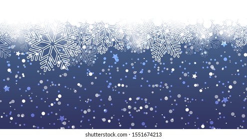 Blue winter background with snoflakes