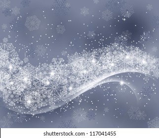 Blue Winter background with snowflakes