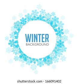 Blue Winter Background with Snowflakes