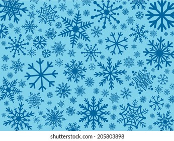 Blue Winter Background with Snowflakes