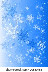 blue winter background & snowflakes