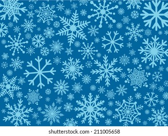 Blue Winter Background with Snowflakes