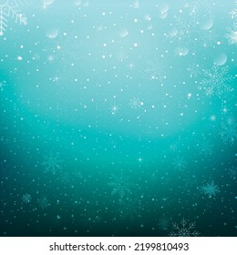 Fondo de invierno azul con copos de nieve