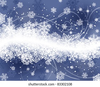 Blue Winter background with snowflakes