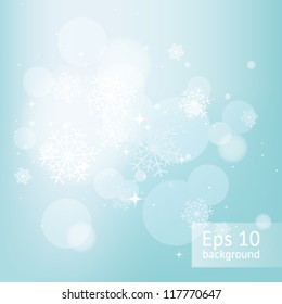 Blue winter background with snowflakes, EPS10 file with transparent objects