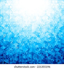 Blue winter background with snowflakes. Eps8. RGB. Global colors. Gradients used.