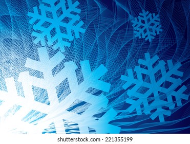 Blue winter background with snowflakes. Eps8. CMYK. Global color. Organized by layers. Gradients used.