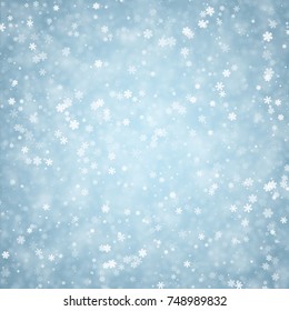 Blue winter background with snowflakes pattern. Vector illustration.