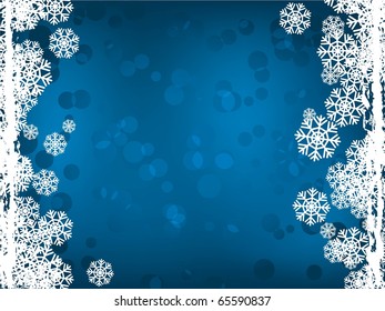 blue winter background with snowflakes side. Holiday image