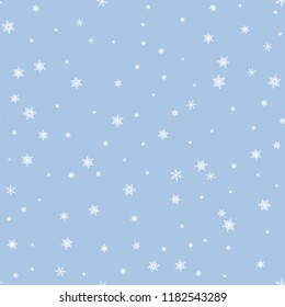 Blue winter background with snowflakes. Vector winter holiday backdrop.
