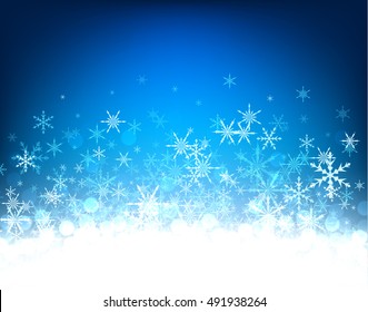 Blue winter background with snowflakes. Vector illustration.